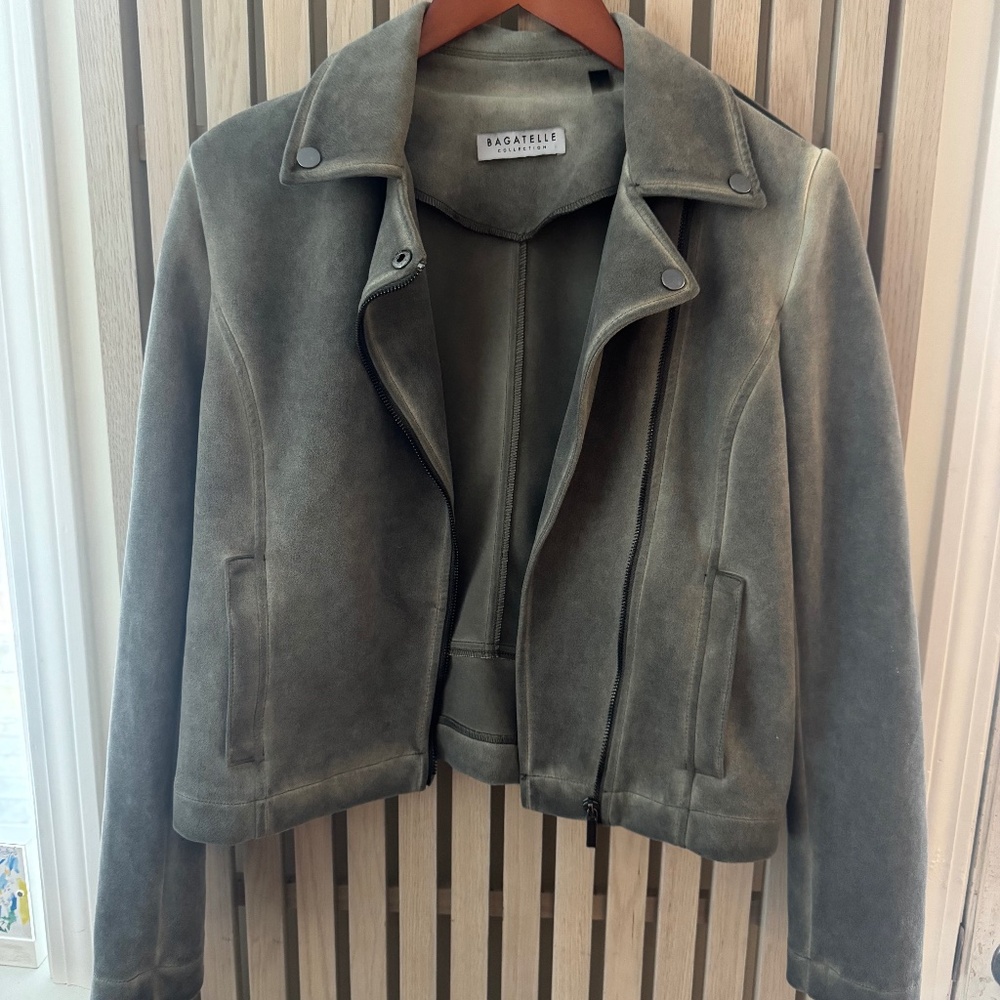 Vegan suede moto jacket